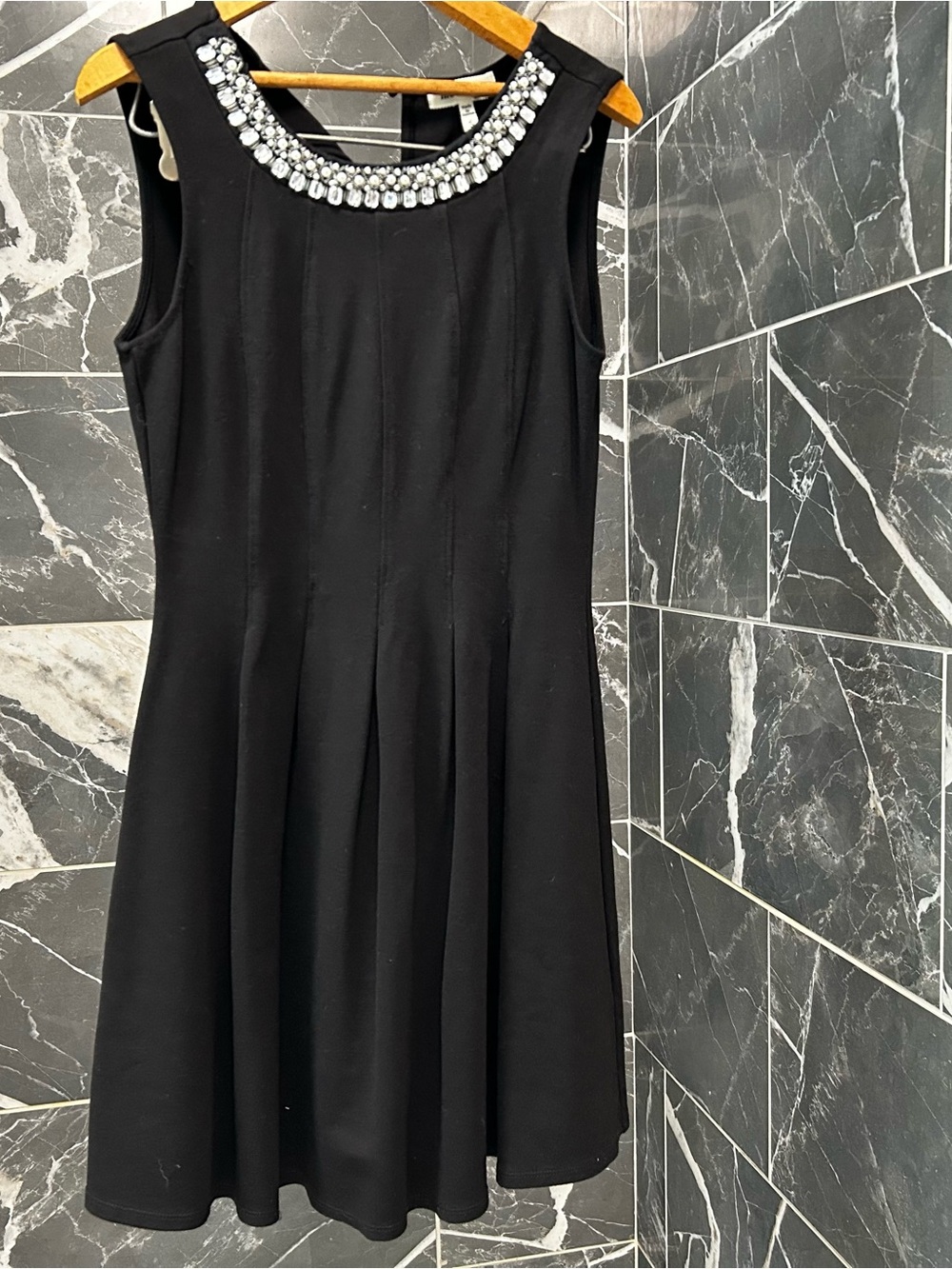 Monteau Black Sleeveless Jewel-Neck Mini Dress